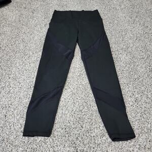 Aerie Black Cropped Leggings with Mesh See Through Size Medium